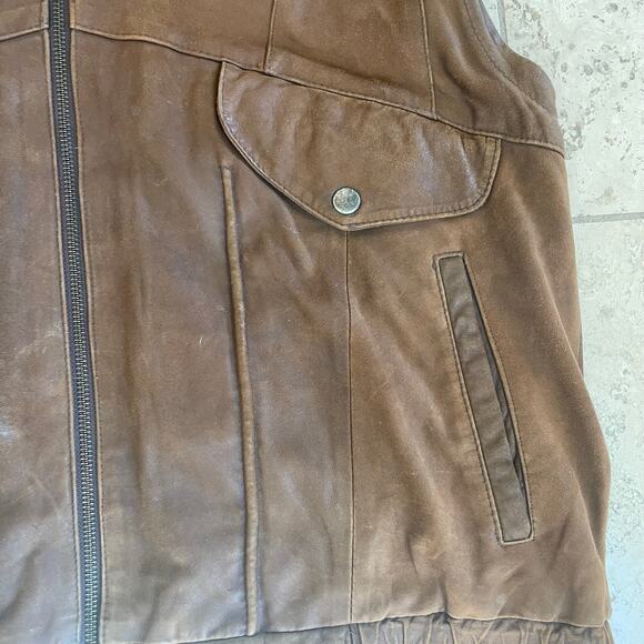Wilsons Mens Vest Sz S Brown Motorcycle Jacket Genuine Leather Full Zip Biker - Picture 5 of 11